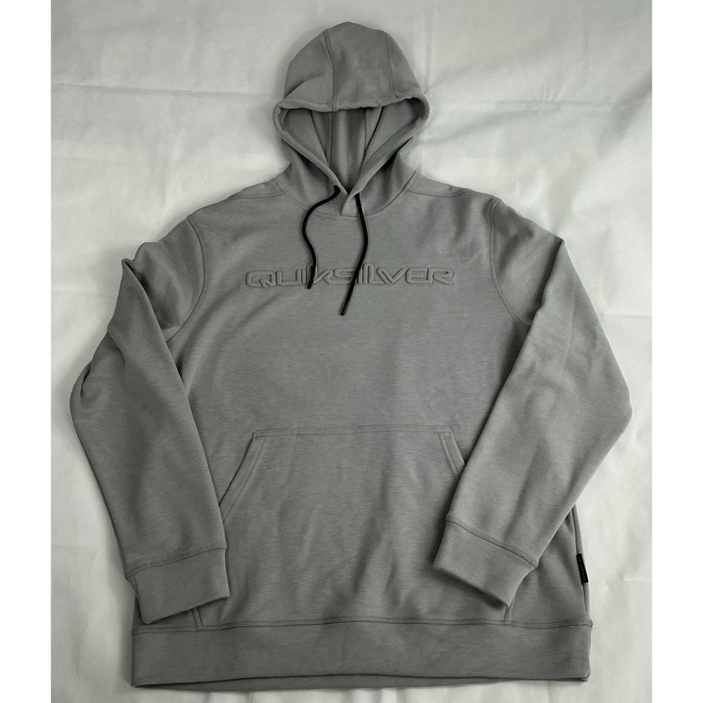 Quiksilver Emboss Gridliner Hoodie Sweatshirt Mens Large Light Gray QA34FH002